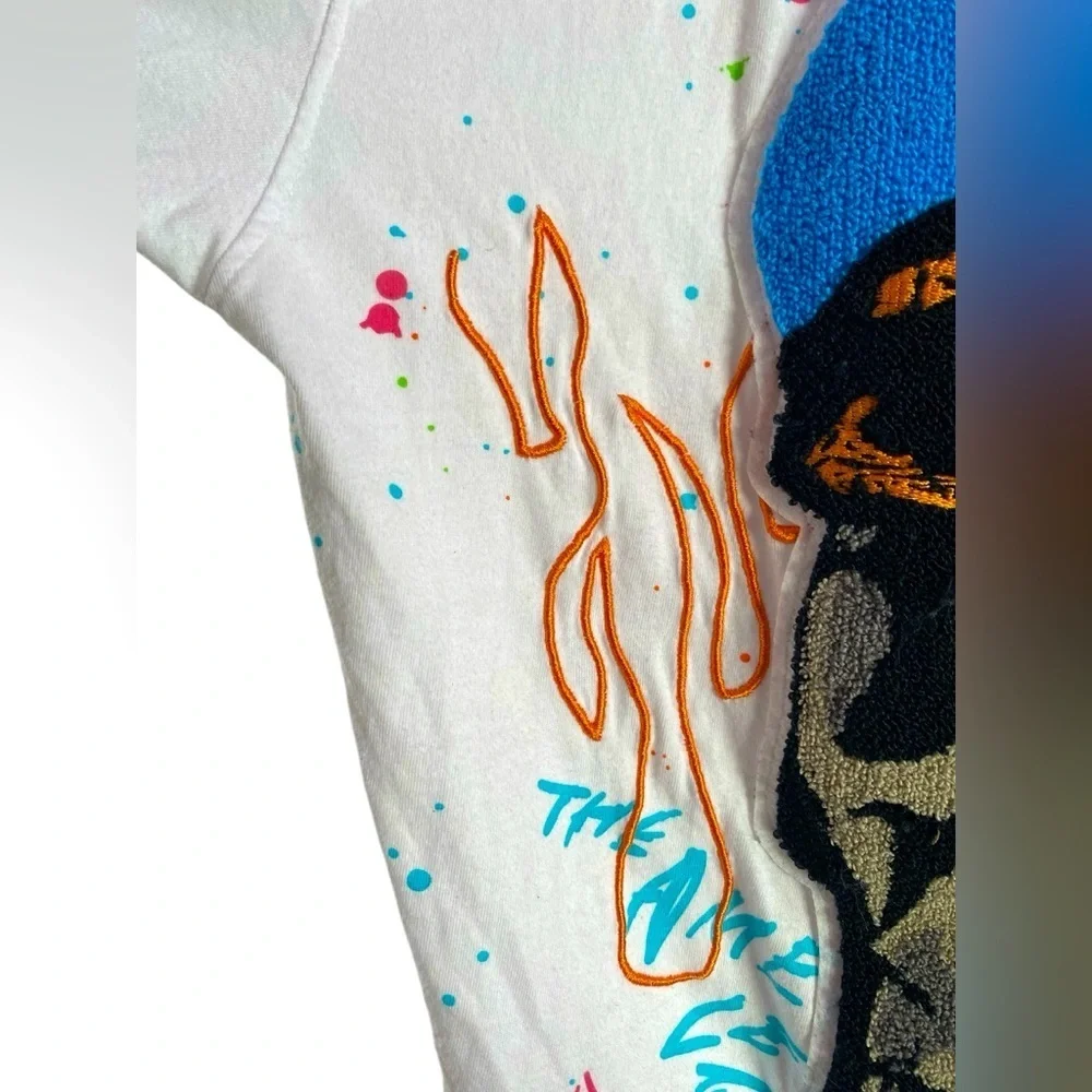 🌟  REASON skull shirt white multi color trip men’s Sz L Skeleton top resort - Picture 10 of 12